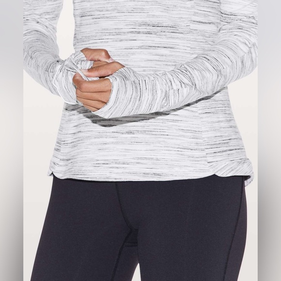 Lululemon Runderful Long Sleeve Space Dye Camo White Silver Spoon Size 10 - Picture 4 of 9